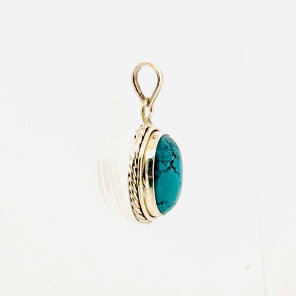 Vintage Sterling Silver 925 Turquoise Oval Pendant, No Chain, 9.0g Southwestern - Picture 4 of 10